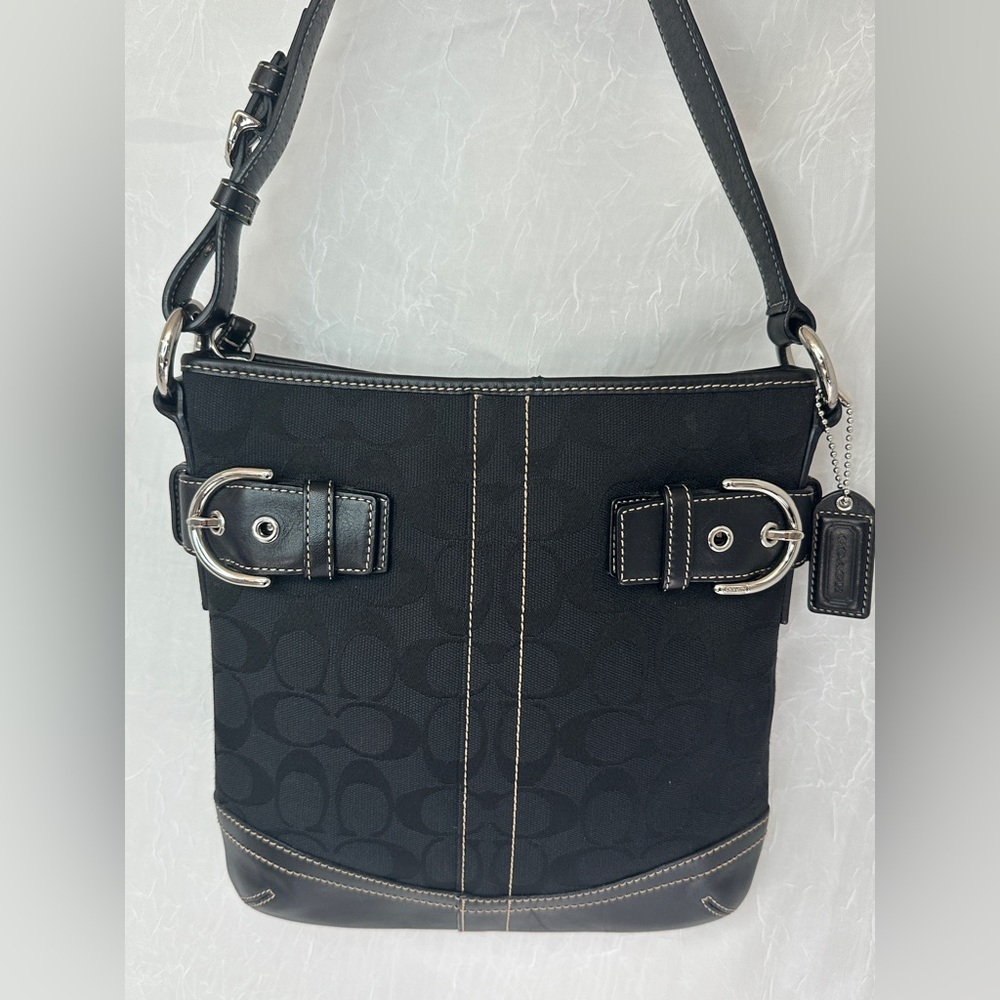 Coach Soho Black Shoulder Bag with Buckle Details